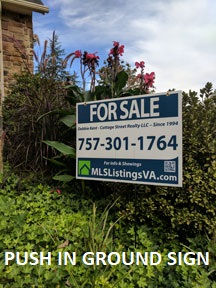 Flat Fee Listing Basic Push In Ground Sign For Sale By Owner Homes FSBO VA Virginia